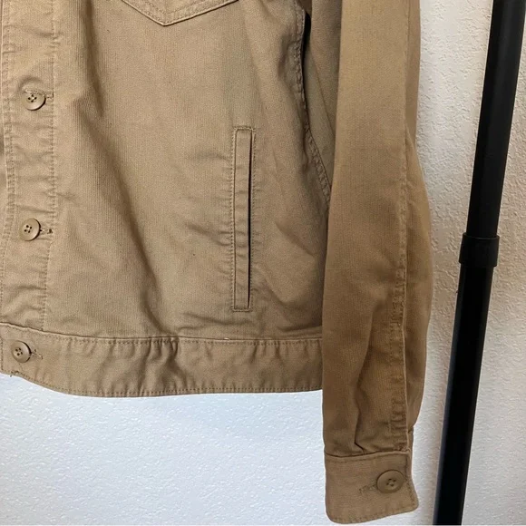 American Eagle Corduroy Cotton Lined Inside Trucker Jacket Khaki Men’s - Picture 3 of 11